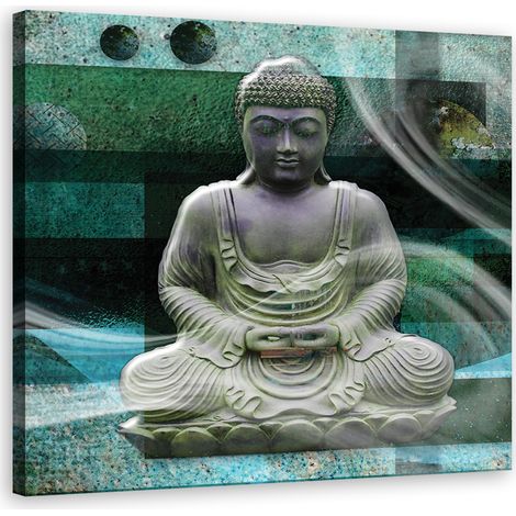 Tableau sur toile Bouddha Zen Spa Vert 40x40 (1/5)
