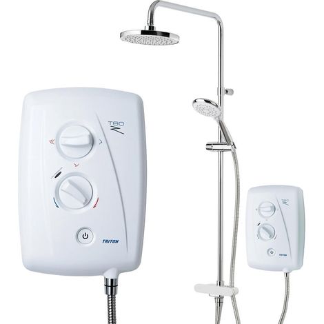 Triton T80Z Fast Fit White Chrome 10.5kW Electric Shower + Dual Rainshower Head (1/5)