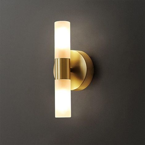 Moderne goldene Doppelwandleuchte, Wandleuchte für Schlafzimmer, Wohnzimmer und Esszimmer (Festinstallation) (1/4)