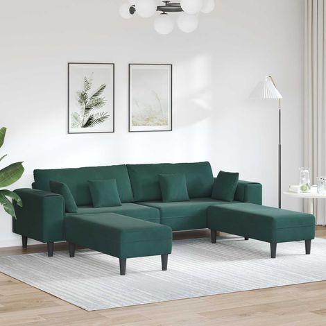 Sofa 3 pcs Dunkelgrün 250 x 188 x 76 cm Samt