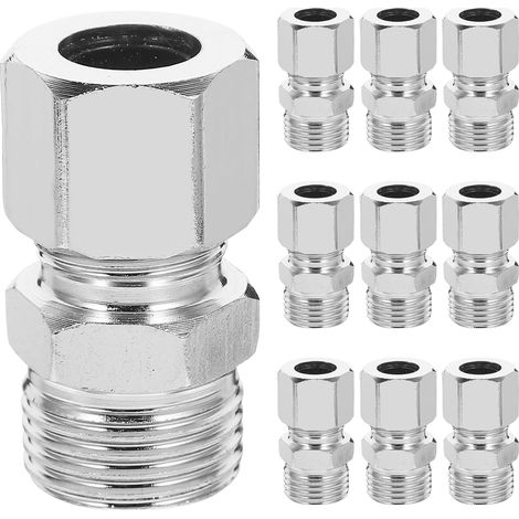 Lot de 10 adaptateurs mâles à compression en acier inoxydable