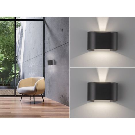 2er SET LED Updown Wandlampen Schwarz für Innen & Außen, Breite 18cm (1/5)