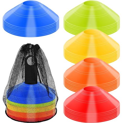 50 Pcs Colorful Football Cones for Sports Training, with Carry Bag and Exercise Stand, Small Football Training Equipment for Training, Marking (1/5)
