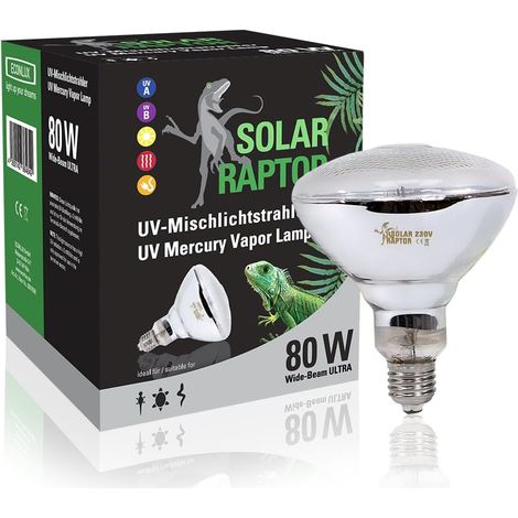 Ampoule Mixte UV Et Chaleur 80W - Culot E27 - Pour Terrarium Désertique - Spot Solaire Reptile