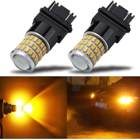 Superhelle 9-30V LED-Lampen mit geringem Stromverbrauch 3157 3156 3057 4157 mit Projektorlinsen als Ersatz für vordere/hintere Blinker oder hintere Standlichter, gelb-orange (1/5)