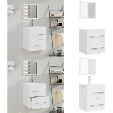Badschrank mit Spiegel Weiß 41x38,5x48 cm - Spiegel - Holzschrank (1/5)