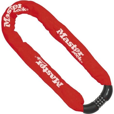 Master Lock Schloss mit Stahlkette 8392 - rot (1/4)