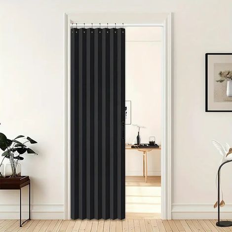 Cortinas plegables, cortinas planas plisadas, aptas para armarios y separadores de ambientes, 1 pieza, 100  200 cm, color negro. (1/4)
