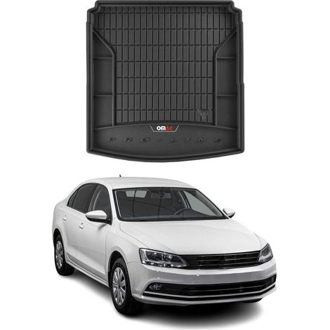 Tapis de Coffre 3D TPE Premium Compatible avec VW Jetta VI Sedan 2014-2018 - Bac de Protection de Coffre Intérieur antidérapant Revêtement de Coffre Bords Hauts pour Voiture Noir (1/5)