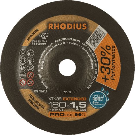 RHODIUS XTK38, 25 Stück, 180 x 1,5 mm, Trennscheibe (1/2)
