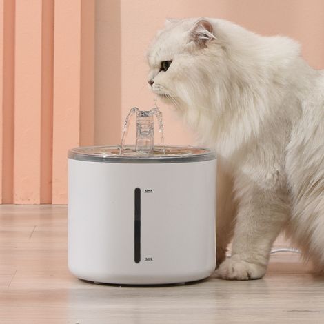 Fontaine à Eau pour Chat Automatique 2,6 L, Distributeur Eau pour Chat Chien Silencieux avec Filtre à Charbon Actif, Plateau en Acier Inoxydable 304 (1/5)