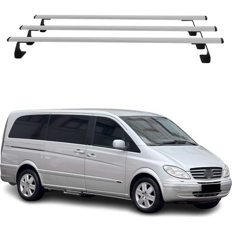 OMAC Heavy Duty Dachträger Querträger kompatibel mit Mercedes Vito W639 2003-2014 – 3 Stangen – Stahl Silber