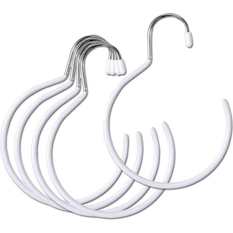 Cintre d'Écharpe Rond 5 Pièce Porte Ceintre Porte Foulard Porte Chapeau Cintre Cravate Porte Cravate Cintre Foulard Anneaux Rangement Foulard Crochets Anneaux Suspendus Porte Écharpe,Blanc (1/5)