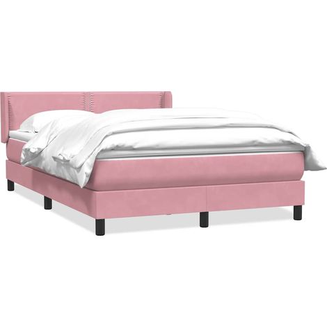Maison Exclusive - Sommier à lattes de lit avec matelas rose 160x220 cm velours