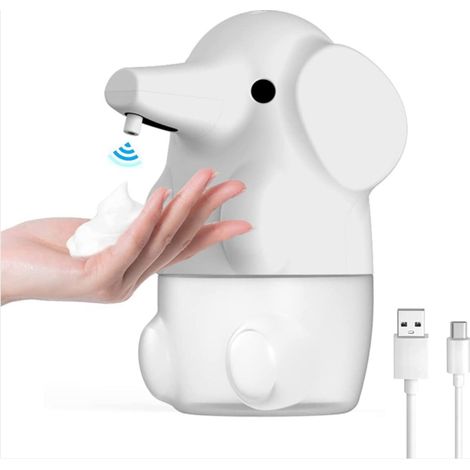 Dispensador de jabón espumoso infantil, bonito diseño de animal blanco (Blanco)