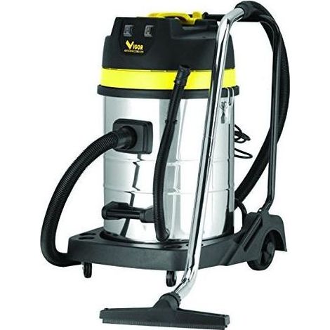 Vigor 9934029 PRO Bidone Aspirapolvere Bimotore Inox 80 L 2000 W Filtro HEPA colore Acciaio