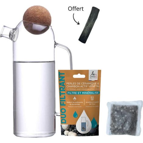 Kit Carafe Filtrante En Verre 1 L Avec Duo Filtrant Et Minéralisant (1/5)