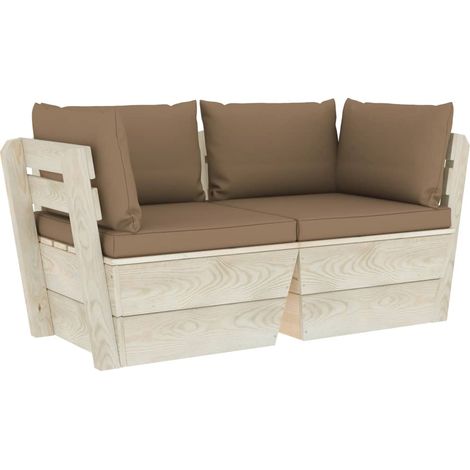 Maison Exclusive - Garten-Palettensofa 2-Sitzer mit Kissen Fichte
