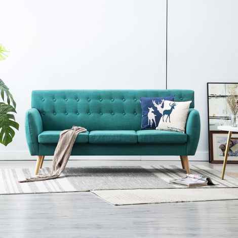 vidaXL Canapé à 3 places revêtement en tissu 172x70x82 cm vert (1/7)