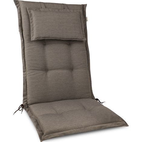 Beautissu HighLux HL Coussin dossier haut Coussin exterieur jardin 120x52cm – Épaisseur 7cm – Fait en UE – Résistance UV	taupe