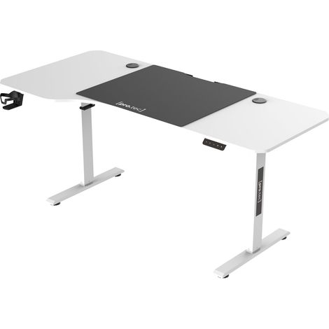 Bureau table poste de travail électrique à hauteur réglable assis debout plateau en forme de L 160 x 60 - 75 cm blanc (1/5)