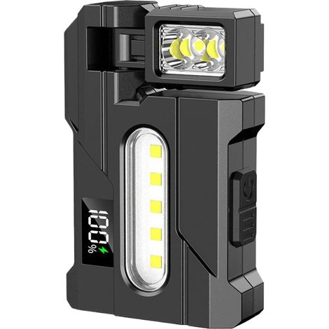 Lampe de poche de camping avec écran LCD rotatif  Lampe torche d'extérieur LED – Lampe torche de camping portable à angle réglable pour la course , l'entretien du véhicule, la marche des