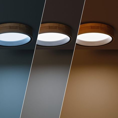 Plafoniera LED 15W Circolare Legno Ø370 mm CCT Selezionabile Dari Nero