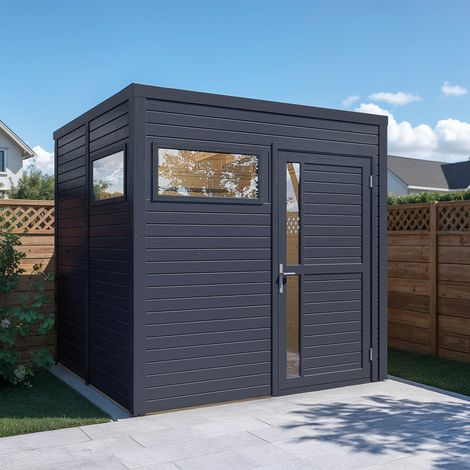 Abri de jardin bois Bertilo Cubus 2 19mm avec plancher 4,75m² anthracite