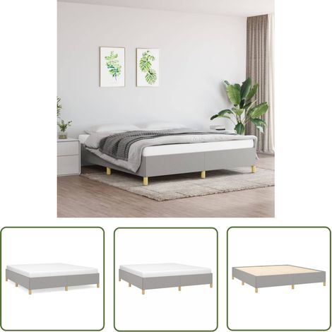 The Living Store Cadre de lit sans matelas gris clair 180x200 cm tissu - Cadre De Lit - Lit Double - Literie - Meuble Chambre - Sommier (1/5)