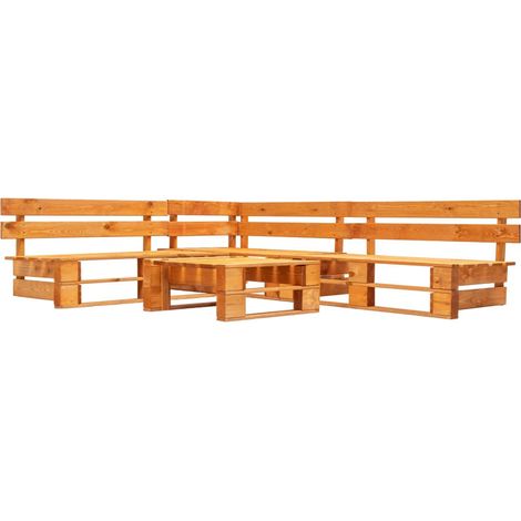 Canapés de jardin palette 4 pcs Bois Marron miel (1/3)