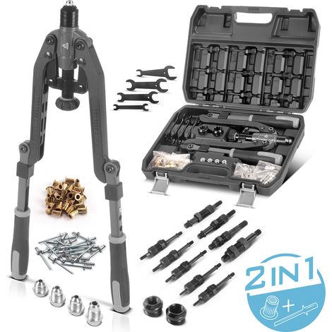 STAHLWERK Jeu de pinces à écrous à river et à rivets aveugles 85 pièces Pince à river 2 en 1 (1/5)