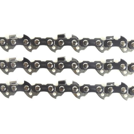 Lot de 3 Chaînes de tronçonneuse - 72 Entraineurs - Pas 325 - Jauge 0.50 (1.3mm) - Guide de 45 cm (1/4)