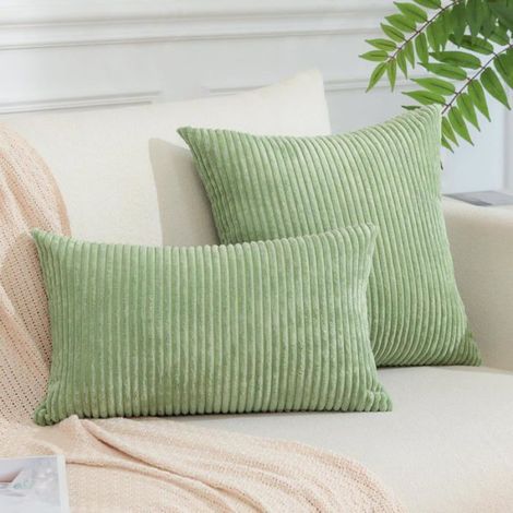 Housse De Coussin - Velours Côtelé - 30x50 Cm - Rectangulaire - Pour Salon Chambre Canapé - Lot De 2 (1/5)