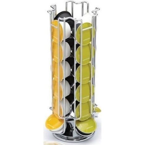 1 Porte-capsules, Rotatif, Acier chromé, 24 capsules, Cylindrique, Pour Dolce Gusto (1/4)