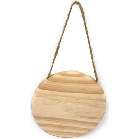 Targhetta in legno 2 pezzi con corda in canapa da appendere targa personalizzabile con decoupage pittura appendino per porta Tondo 13X13X1 cm (1/3)