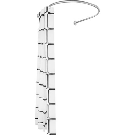 Barre de rideau de douche, design en U, longueur ajustable, Argent (1/2)