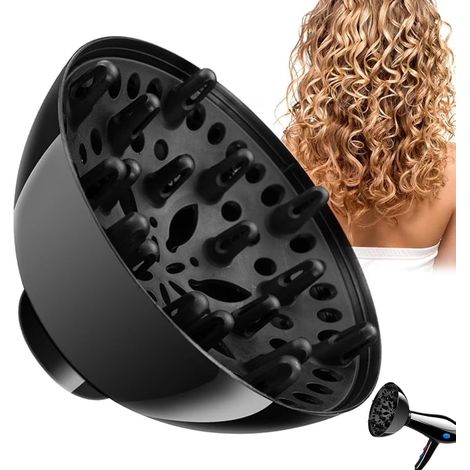 Diffusore universale per asciugacapelli, accessorio diffusore per capelli ricci e ondulati, strumento professionale per salone, protezione dal calore, asciugatura rapida (1 pezzo) (1/5)