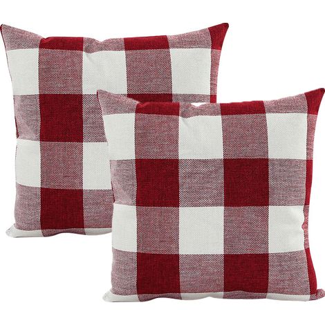 2 uds funda de cojín roja y blanca, 45x45cm, funda de almohada a cuadros geométricos, para sofá, sala de estar, dormitorio, decoración del hogar (1/3)