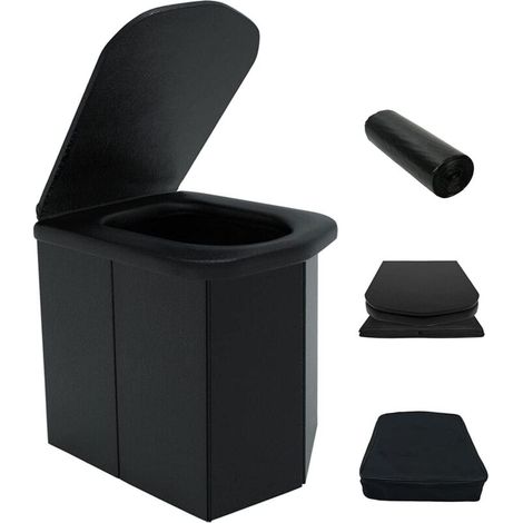 Toilette camping portable pliable – Supporte jusqu'à 200 kg – Cuir extérieur et MDF haute résistance – Design ergonomique pour confort (1/5)