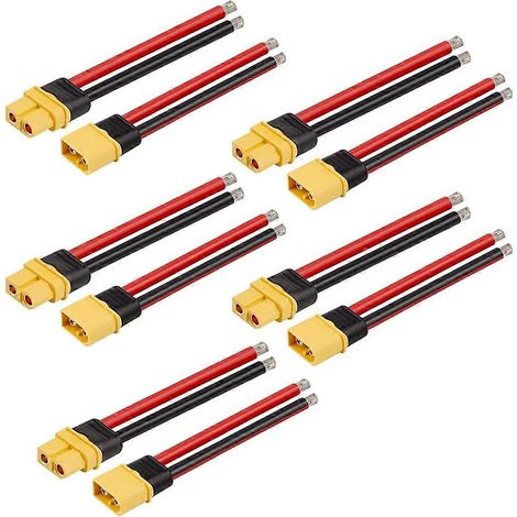 paires de connecteurs XT60 mâle et femelle avec câble de 100 mm de calibre 10 AWG -- (1/5)