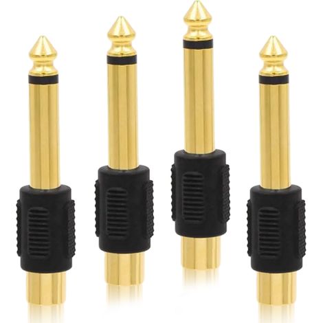 Adaptateur Jack 6 35 mm vers RCA - Stéréo Mono - Or Plaqué - Transmission Stable - Compatible Micro, Mixeur, Ampli, Casque - 4 Pièces (1/5)