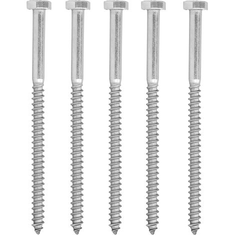 Vis à bois hexagonale autotaraudeuse à demi-filetage en acier inoxydable 304, M6 x 100 mm
