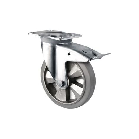 Rueda giratoria  de servicio  pesado  D.160mm  Cap.400kg  Freno  Goma  elástica  Altura  de  construcción  202mm  TECWERK (1/2)