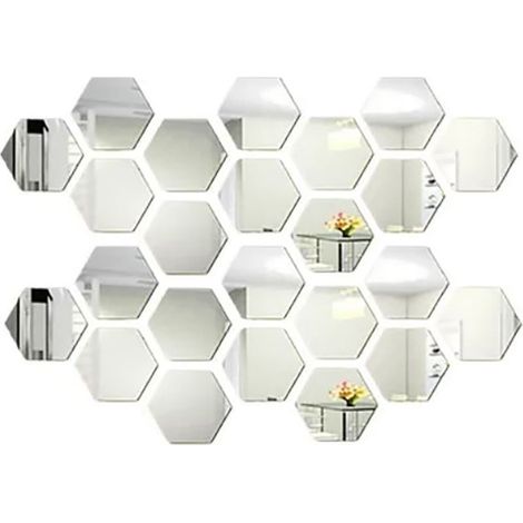 Self-adhesive wall-mounted mirror hexagonal in acrylic, 24 pieces, decoration for the home, salon, bedroom to bed (1/5)