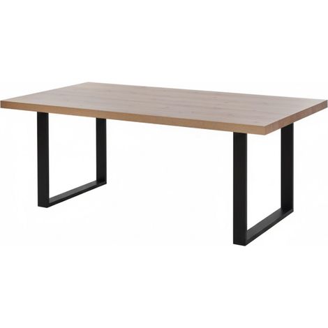 Table 230cm Aspect Bois finition Hudson Oak Piètement U Métal Noir - HUDSON (1/4)