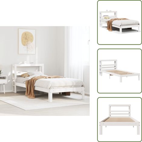Letto con ripiani - vidaXL Giroletto con Testiera Bianco 75x190 cm Legno Massello di Pino - Letto in legno massello