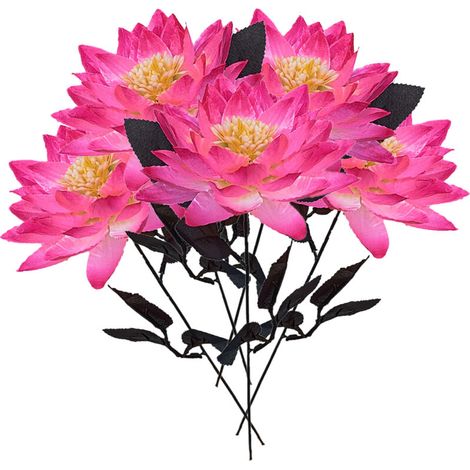 Fleur de Lotus Artificielle 6 Pièces, Fleur de Plante Colorée élégante pour la Décoration de Fête de Bureau de Cuisine à Domicile (221013DJ01-4) (1/4)