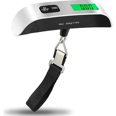 Electronic Luggage Scale, Portable Digital Travel Scale, Suitcase Scale, Max 50kg, Backlit LCD / Tare Function for Home and Shopping Use, Hanging Handheld Scale (1/4)