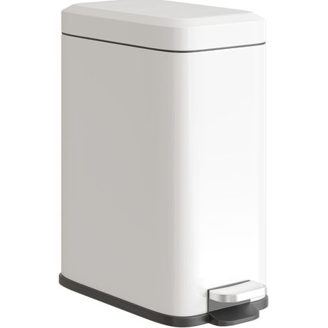 Cestino portarifiuti a pedale 5 L in metallo bianco con coperchio e secchio interno (1/5)