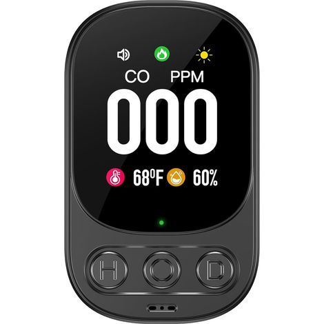1 Kohlenmonoxidmelder, Temperatur- und Feuchtigkeitssensor, 3-stufiger Alarm, LCD-Bildschirm, für Zuhause, Hotel, Wohnmobil (1/5)